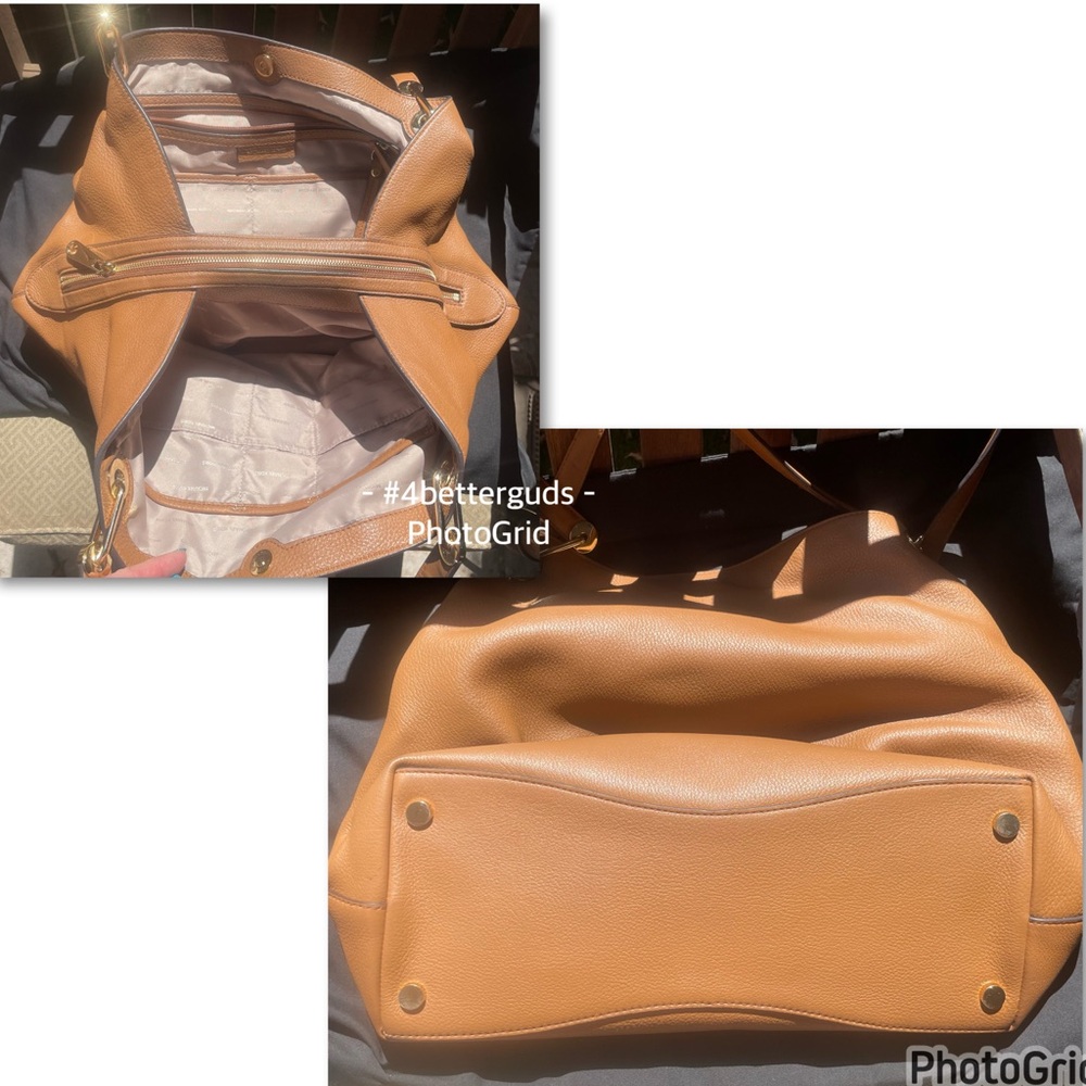 Michael Kors Large Pebbled Leather Satchel Luggage Brown Shoulder Hobo Handbag - Picture 4 of 16